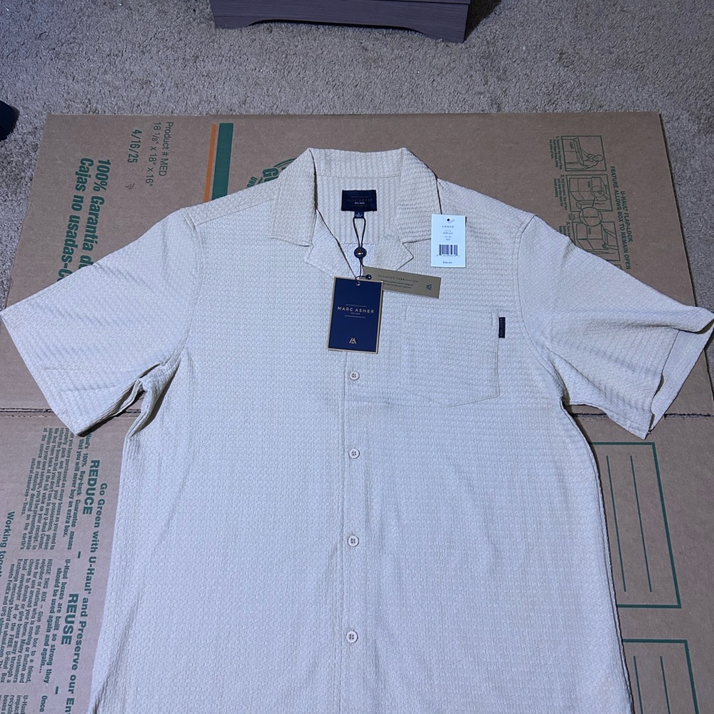 Marc Asher New York Casual Button Down Shirt Large in Sand color